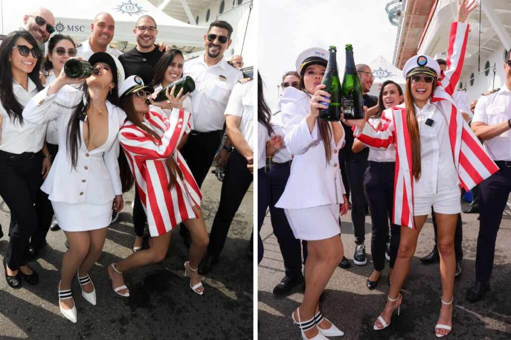 Maiara e Maraisa estouram champagne antes de embarcar em cruzeiro Maiara e Maraisa estouram champagne antes de embarcar em cruzeiro