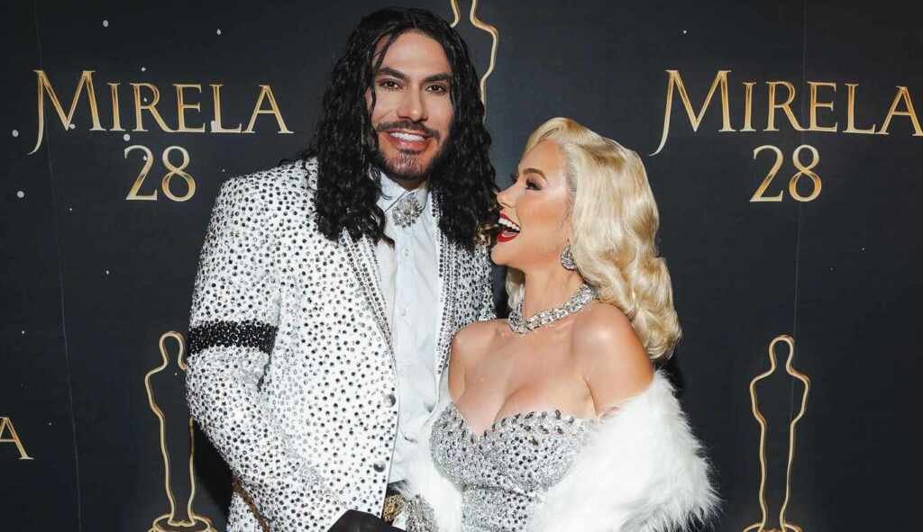 Mirela Janis e Yugnir se transformaram em Madonna e Michael Jackson em noite cinematográfica Mirela Janis e Yugnir se transformaram em Madonna e Michael Jackson em noite cinematográfica