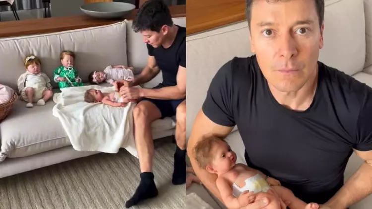 Rodrigo Faro viraliza ao cuidar de bebês reborn em vídeo compartilhado pela esposa Vera Viel Rodrigo Faro viraliza ao cuidar de bebês reborn em vídeo compartilhado pela esposa Vera Viel