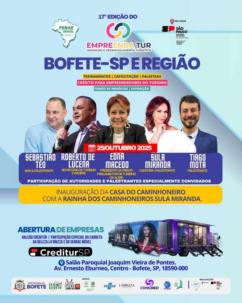 Bofete recebe a 17ª edição do Empreenda Tur: empreendedorismo e turismo sustentável Bofete recebe a 17ª edição do Empreenda Tur: empreendedorismo e turismo sustentável