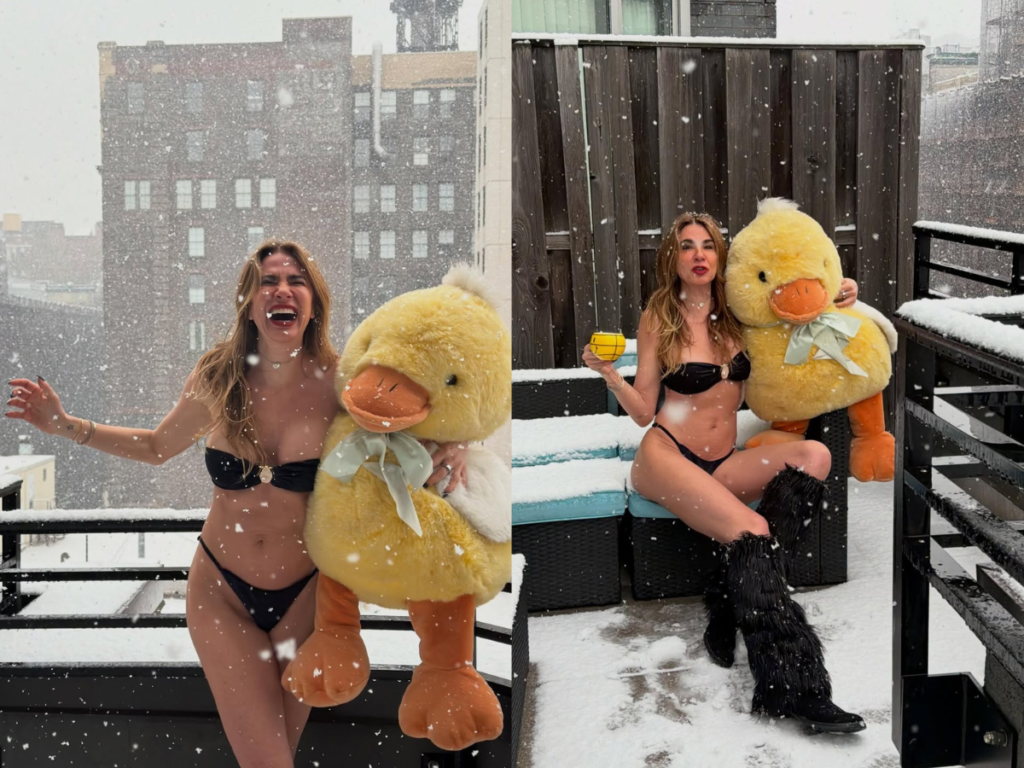 Luciana Gimenez enfrenta nevasca histórica em Nova York e posa de biquíni na neve Luciana Gimenez enfrenta nevasca histórica em Nova York e posa de biquíni na neve