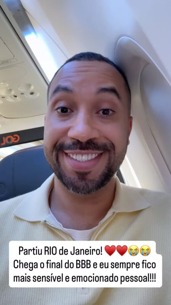 Gil do Vigor a caminho do Rio de Janeiro para a Final do BBB 26 — Foto: Reprodução/Instagram