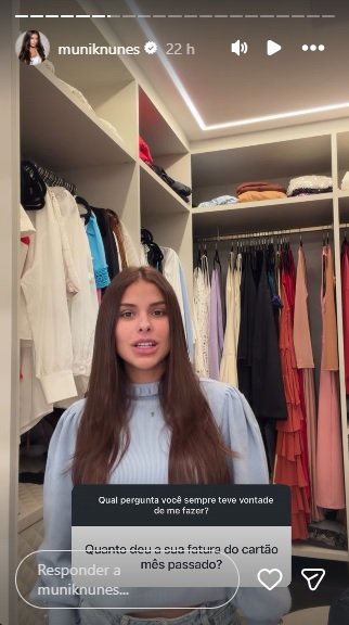 Munik Nunes revela motivo surpreendente para não usar cartão de crédito Munik Nunes Stories