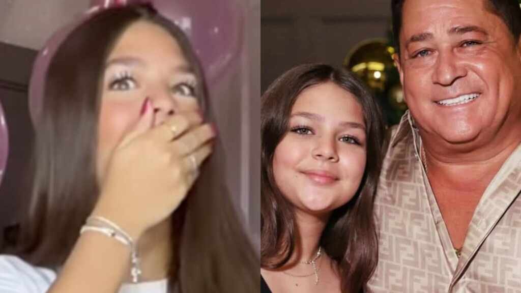 Leonardo surpreende neta com dólares e cinco bezerros em presente de 15 anos