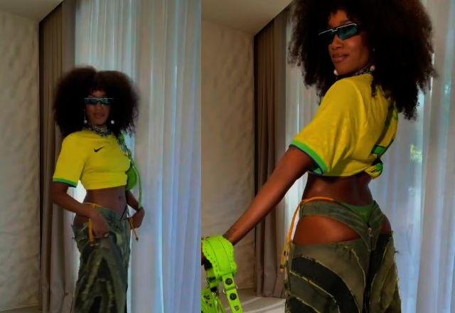 Iza aposta em look verde e amarelo e comentário do namorado rouba a cena